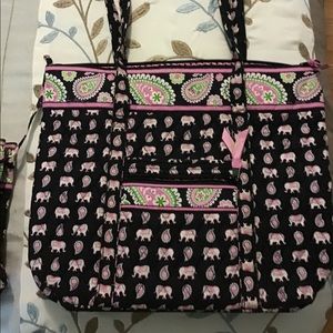 Vera Bradley pink elephant tote
